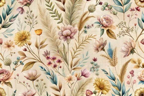Vintage Boho Floral Pattern Design. Gráfico Padrões de Papel Por M.k Graphics Store