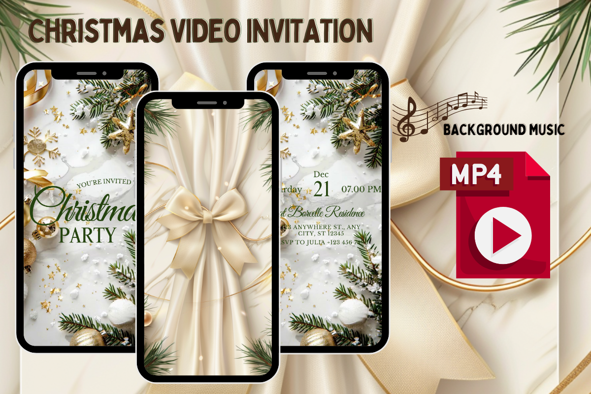 White Gold Christmas Video Invite