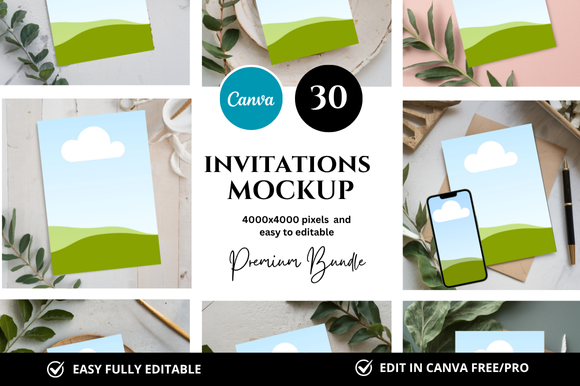 30 Invitation Canva Mockup