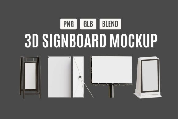 3D Signboard Mockup Set 1 Gráfico Objetos 3D Por Letterara Colony