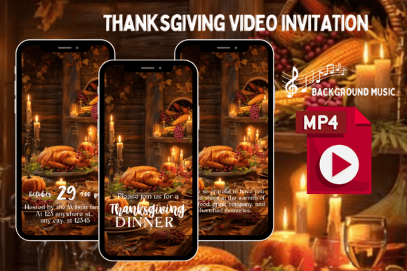 Animated Thanksgiving Dinner Invitation