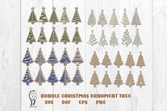BUNDLE Christmas Ornament Tree Laser Cut Corte con Láser Por dadan_pm