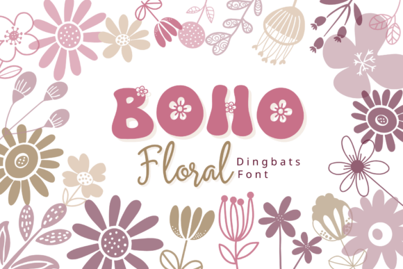 Preview of Boho Floral dingbat font