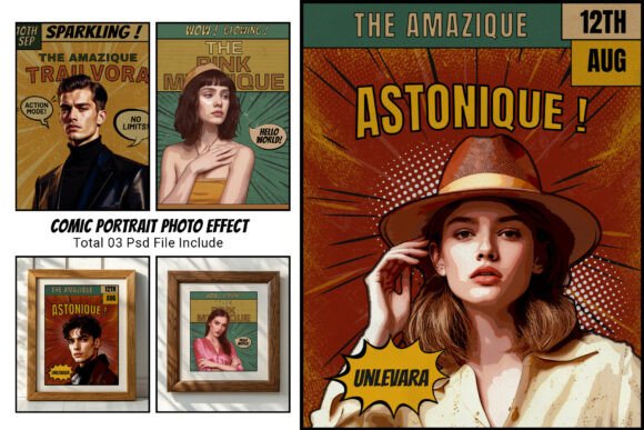 Comic Portrait Photo Effect Template Graphic by mristudio · Creative ...