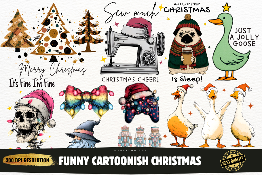 Funny Cartoonish Christmas Clipart Png