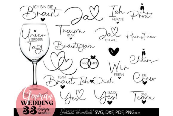 German Hochzeit Plotterdatei Bundle