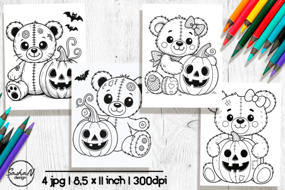 Halloween Teddy Bear Coloring Page