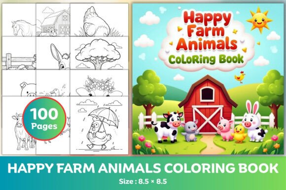 Happy Farm Animals Coloring Book