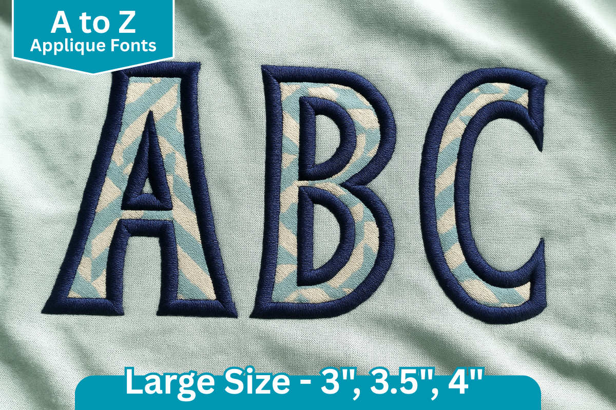 Narrow Block Applique Embroidery Font