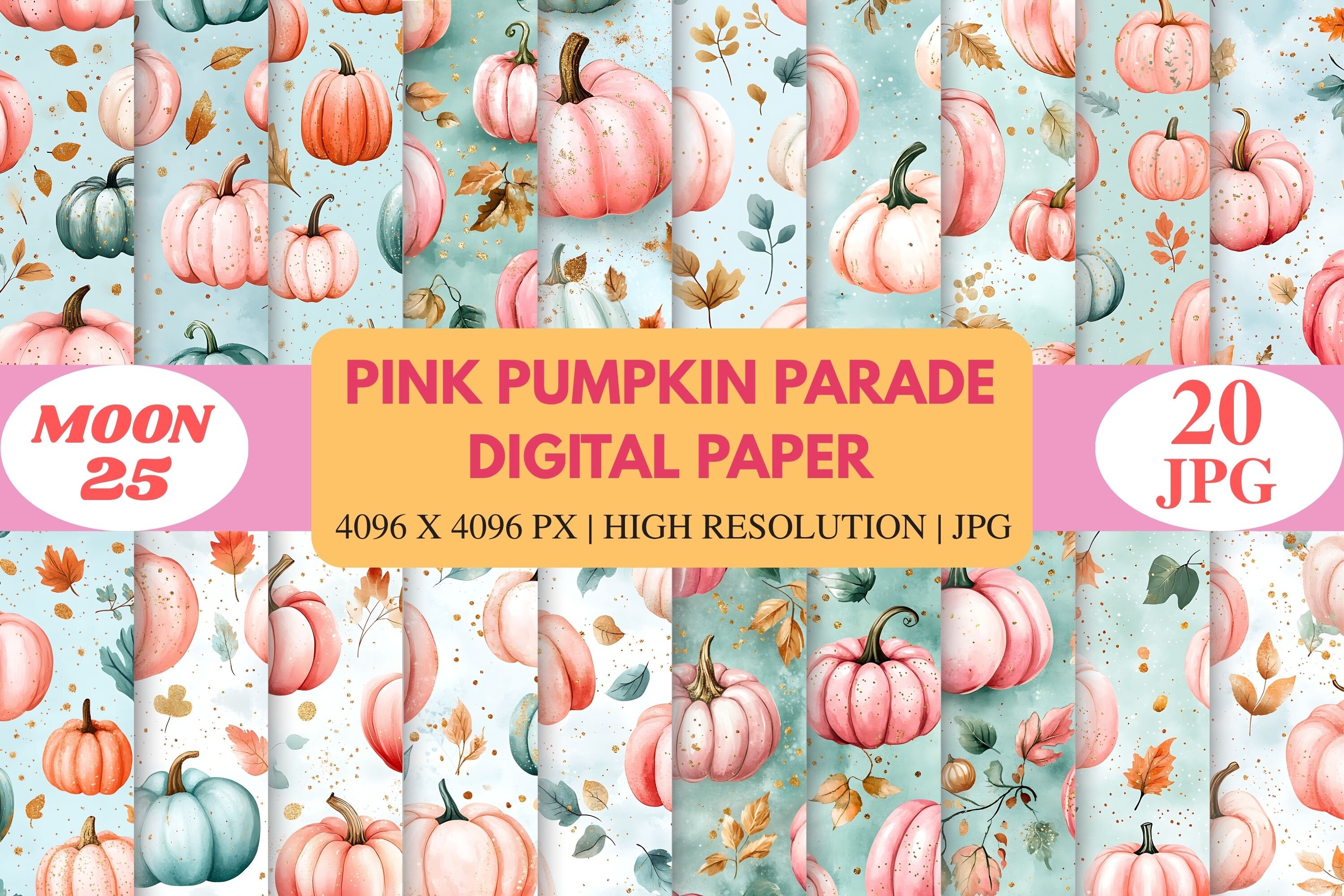 Pink Pumpkin Parade Digital Paper Graphic by Moon25 · Creative Fabrica