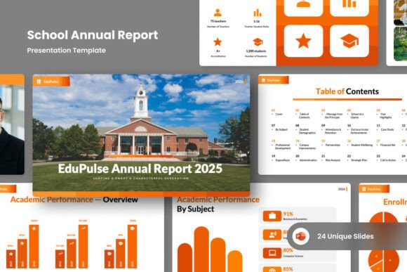 Preview of School Annual Report PowerPoint education presentation template