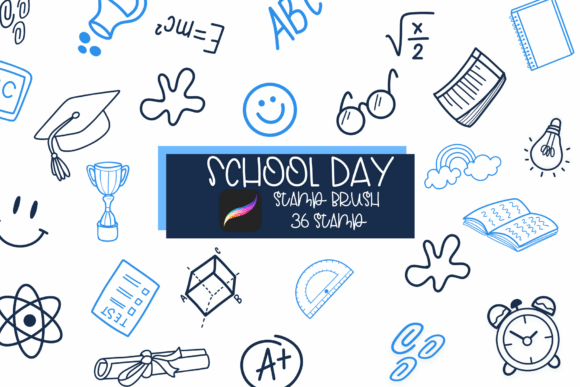 School Day Procreate Stamp Illustration Pinceaux Par Sirinart