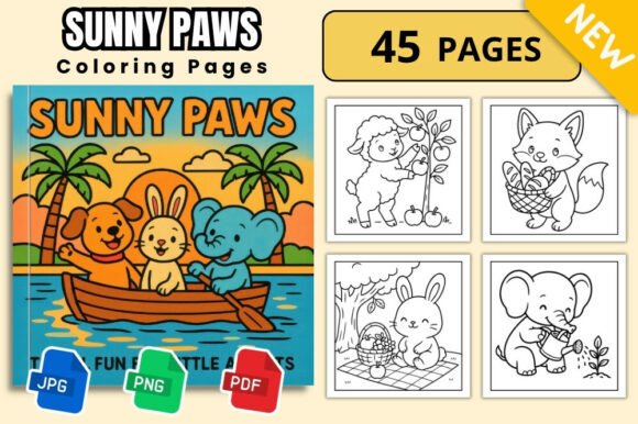 Sunny Paws Cute Animal Coloring Book