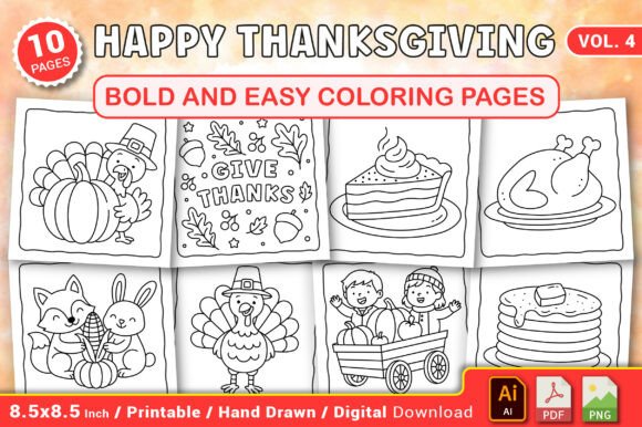 Thanksgiving Bold & Easy Coloring Pages