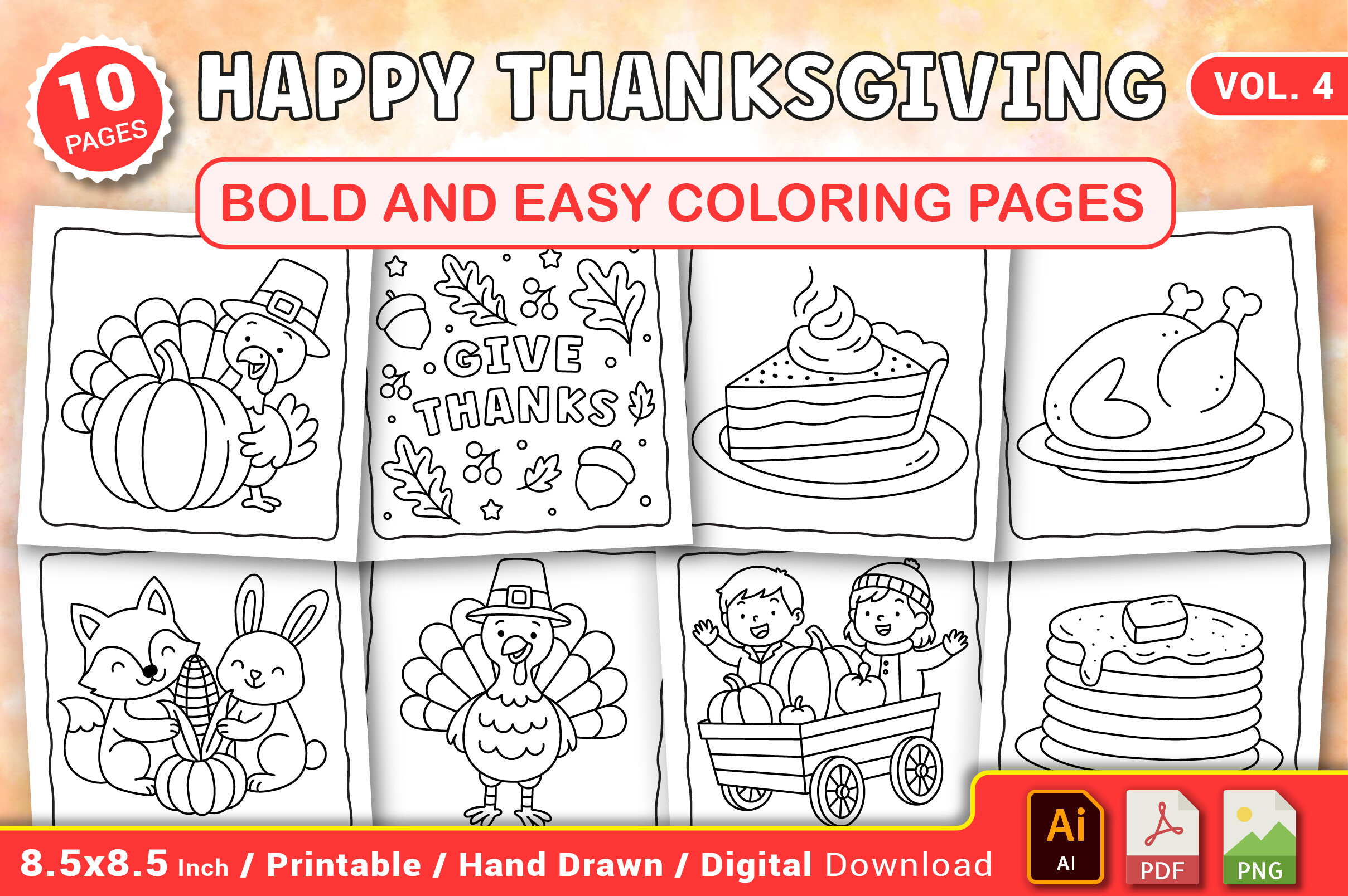 Thanksgiving Bold & Easy Coloring Pages