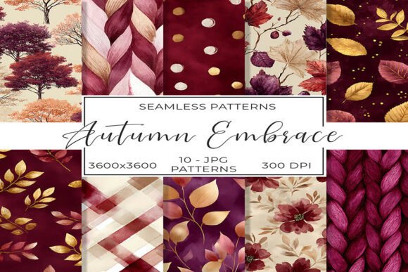 Burgundy Fall Seamless Pattern