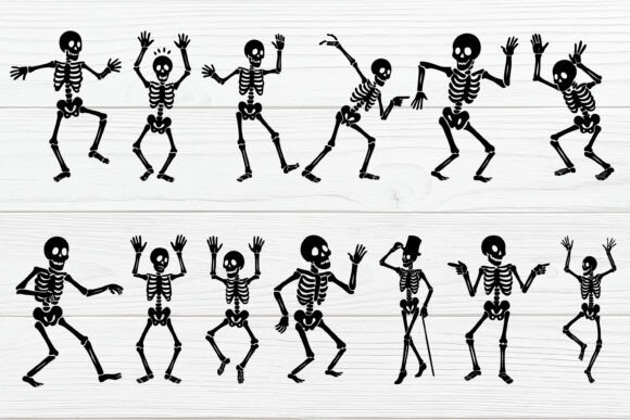 Dancing Skeleton Silhouette SVG Vector Graphic by VYCstore · Creative ...