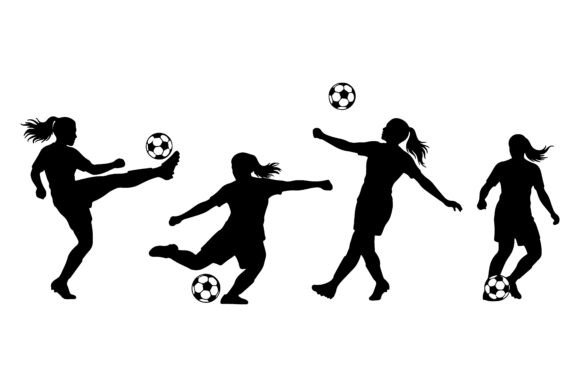 Female Soccer Players Action Silhouette