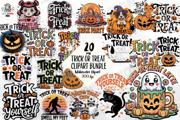 Trick or Treat Clipart Bundle PNG