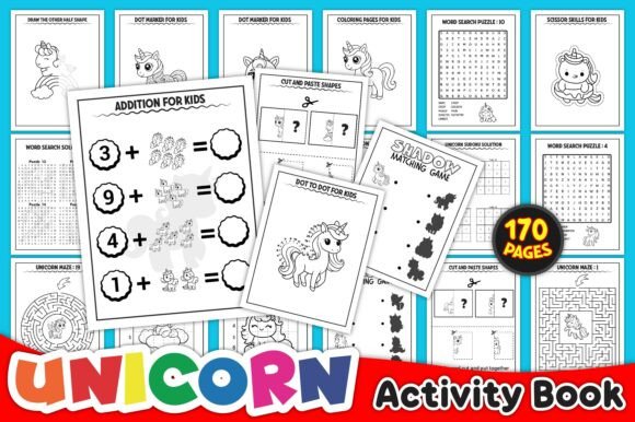 Unicorns Kindergarten Activity Book