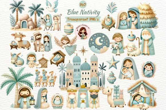 Watercolor Cute Christmas Nativity PNG