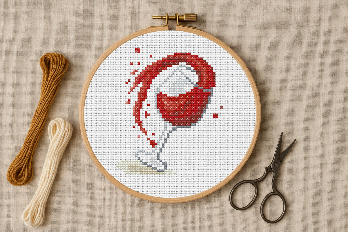 Wine Glass Cross Stitch Pattern