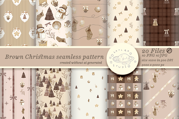Brown Christmas Seamless Pattern