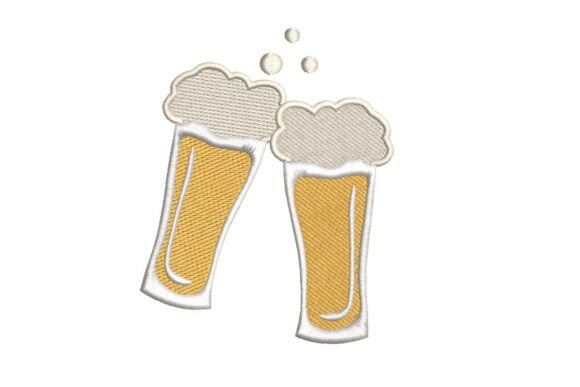 "Cheers!" Clinking Beer Glasses Embroidery Design