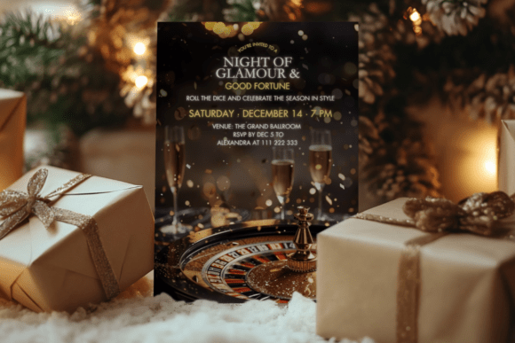 Christmas Casino Night Invitation