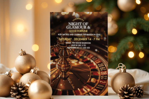 Christmas Casino Night Invitation