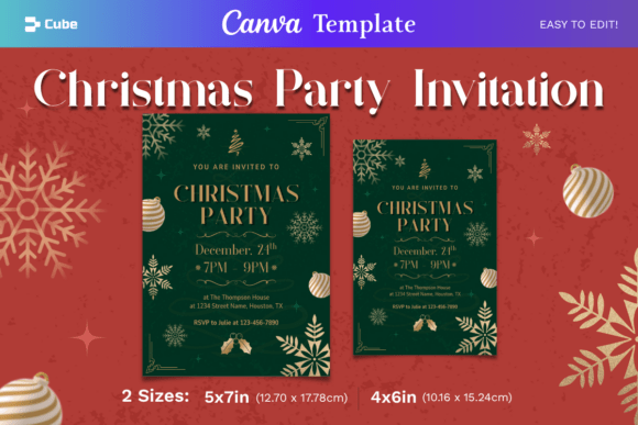 Christmas Party Invitation Card Template