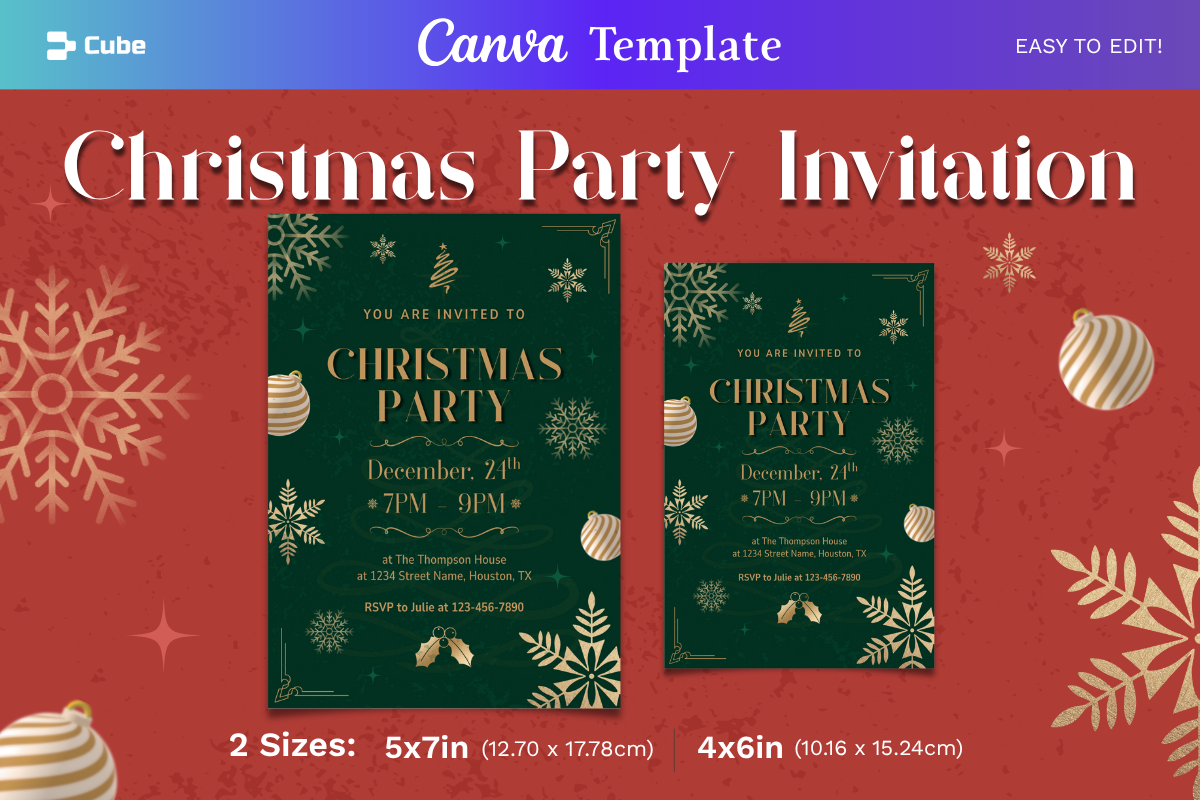 Christmas Party Invitation Card Template