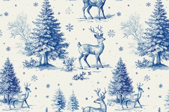 Christmas Seamless Pattern with Reindeer