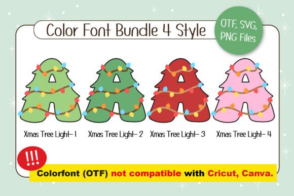 Christmas Tree Light Font PNG with transparent background - Preview 1