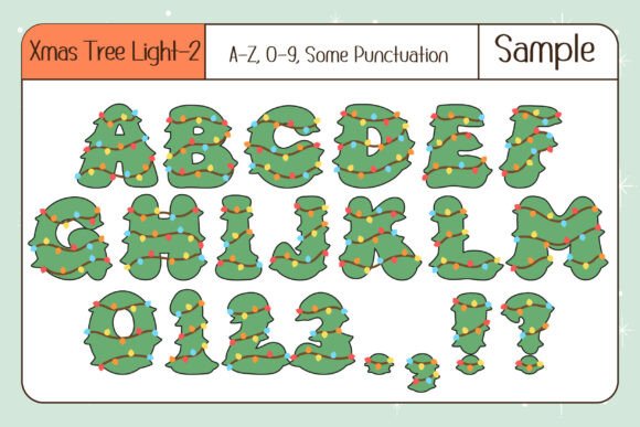 Christmas Tree Light Font PNG with transparent background - Preview 3