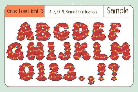 Christmas Tree Light Font PNG with transparent background - Preview 4