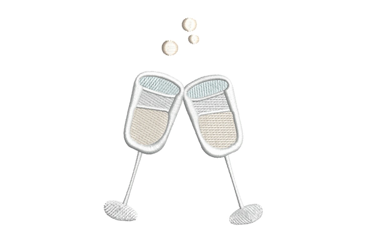 Clinking Champagne Glasses Celebration Embroidery Design