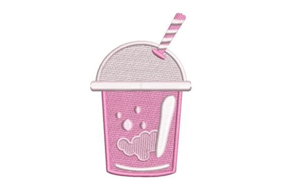 Cute Cotton Candy Boba Tea Embroidery Design Wine & Drinks Embroidery Design By Embroidery Designs