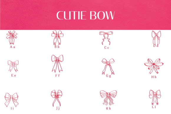 Cutie Bow Font PNG with transparent background - Preview 1