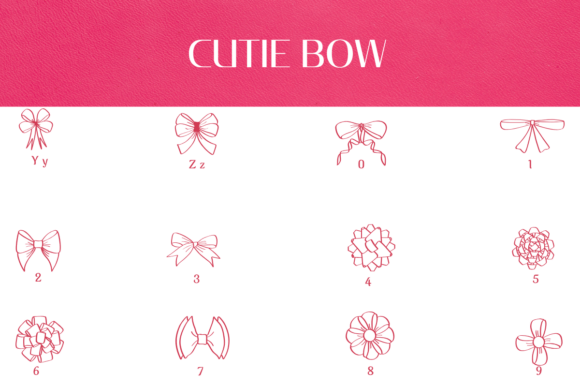 Cutie Bow Font PNG with transparent background - Preview 3