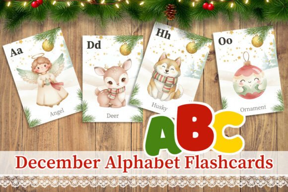 December Alphabet Flashcards Winter ABC