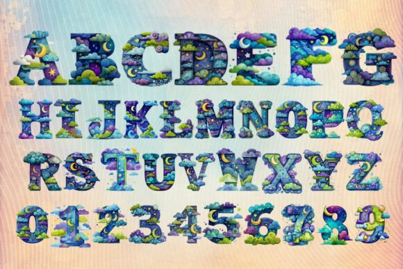 Dream Night Sky Alphabet Font - Preview 1