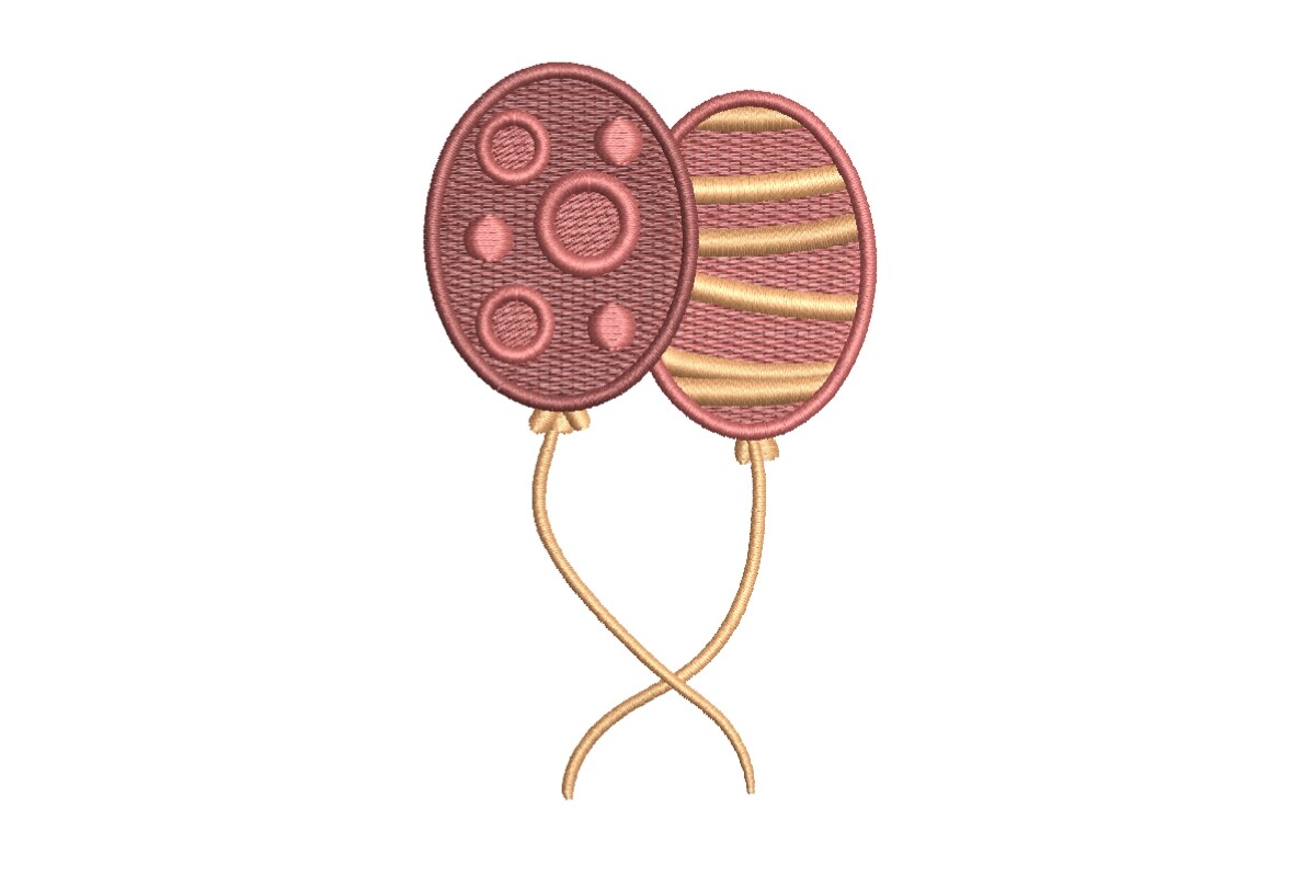Elegant Decorative Balloon Duo Embroidery Design