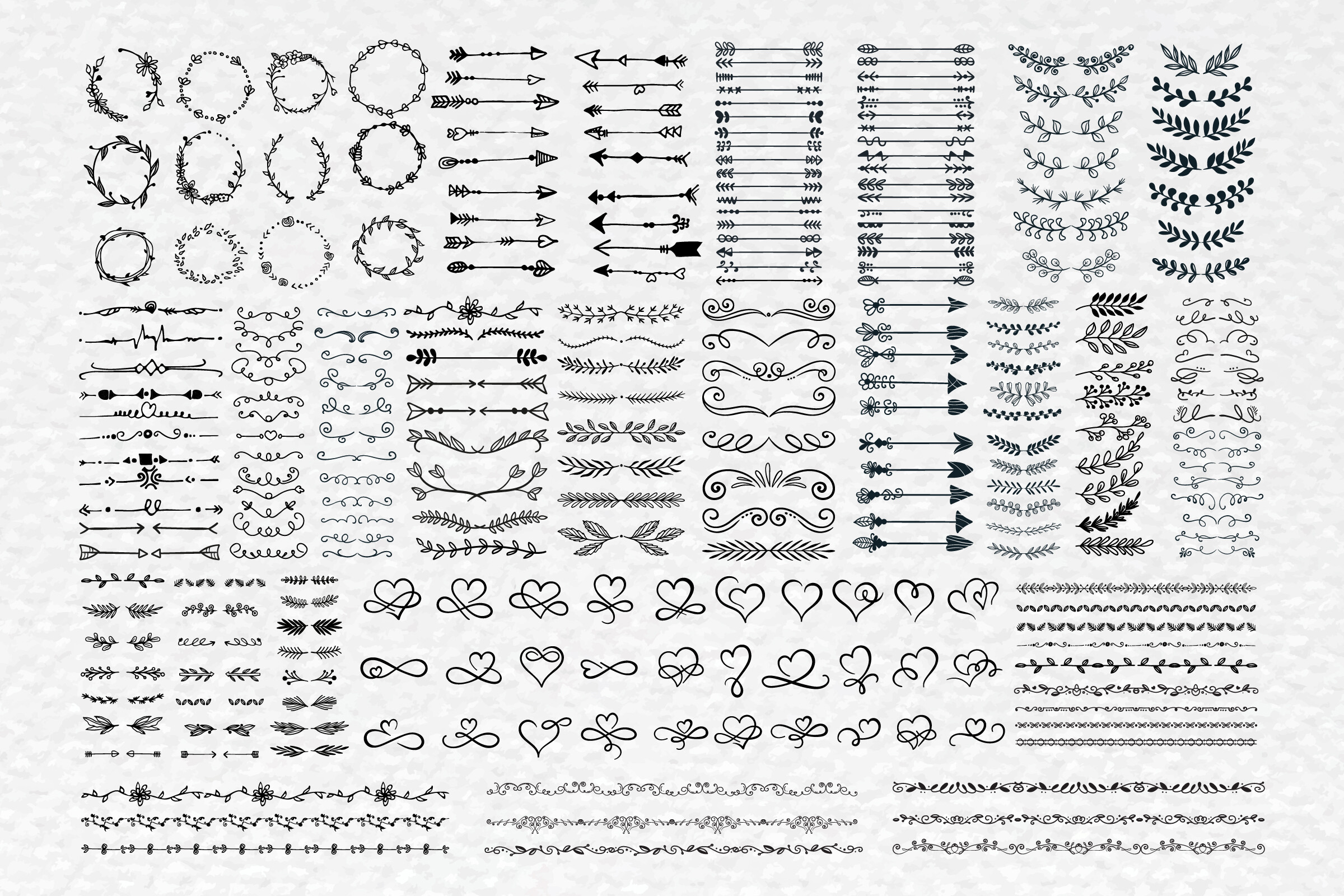 Hand Drawn Ornamental Frames Borders Etc