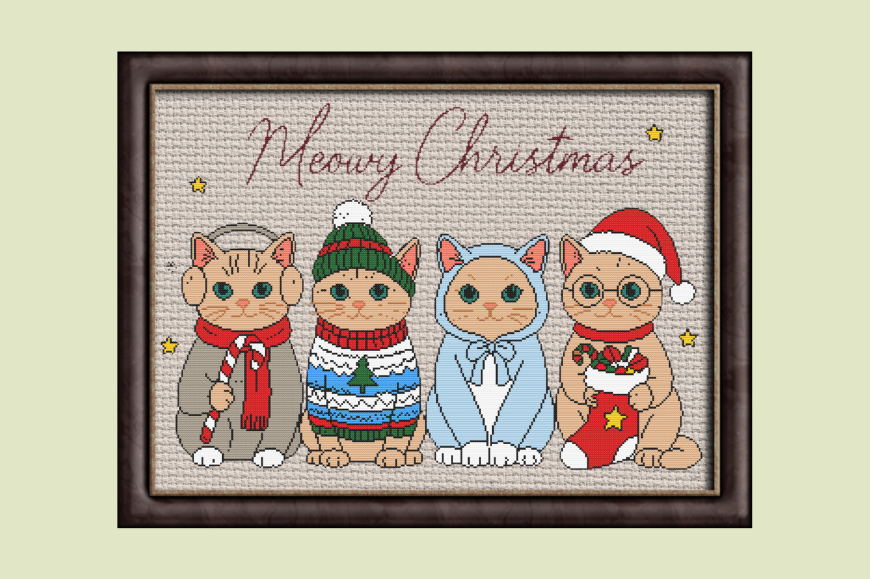 Meowy Christmas Cats – Festive Cross Sti