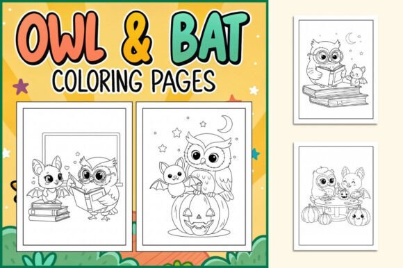 Owl & Bat Coloring Pages for Kids