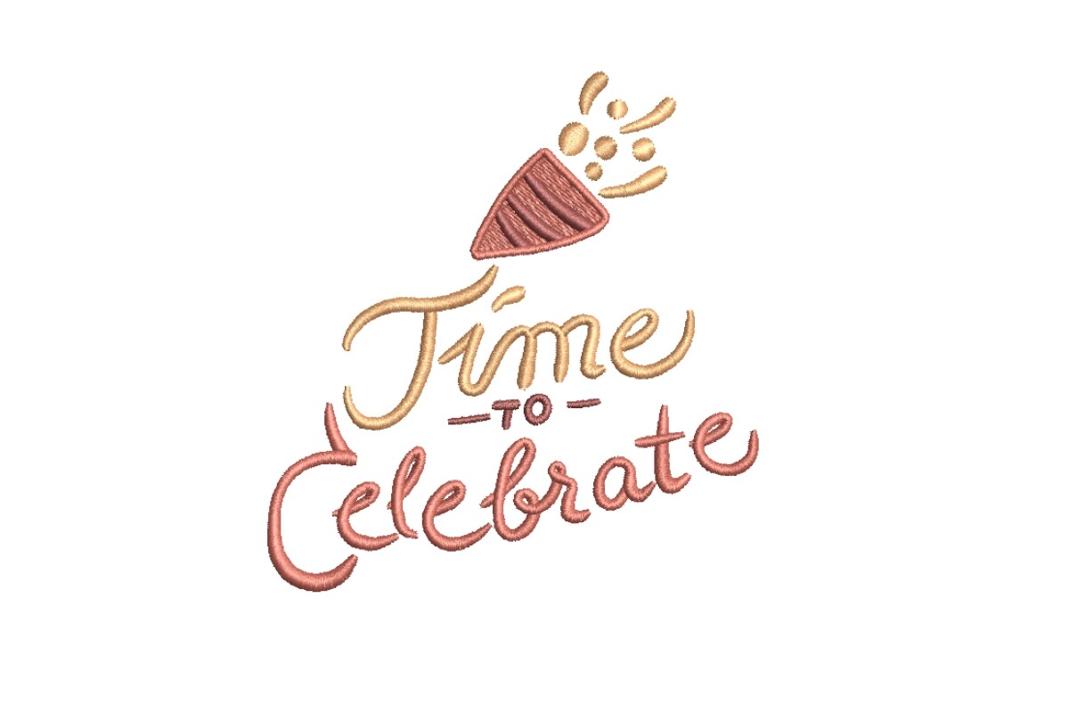 "Time to Celebrate" with Party Popper Embroidery Design