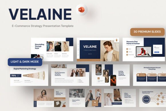 Preview of Velaine - E-Commerce Strategy PowerPoint marketing presentation template