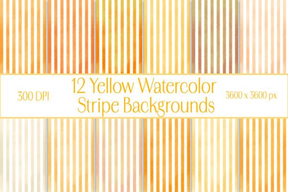 Yellow Watercolor Stripe Backgrounds
