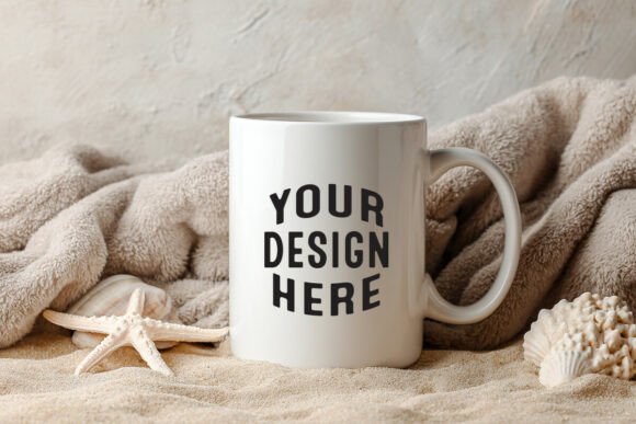 Beach Coffee Free Mug Mockup Graphics